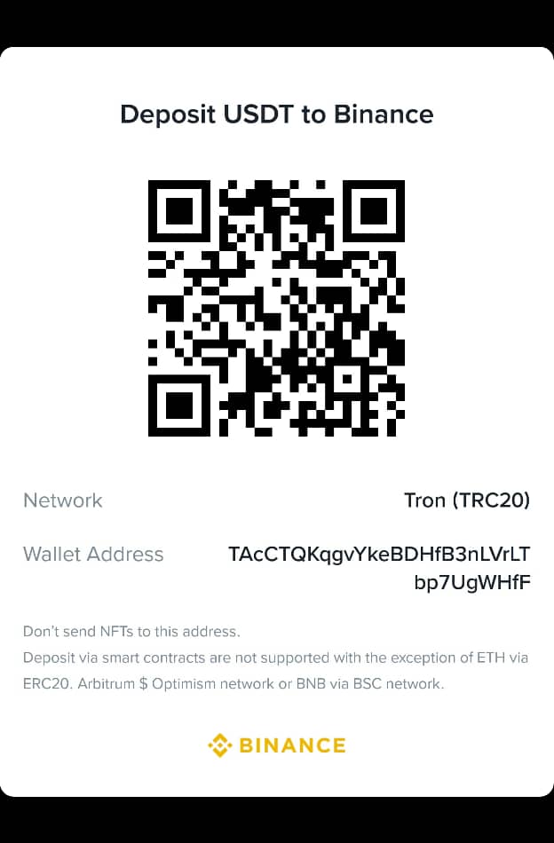 Binance USDT TRC20 QR code