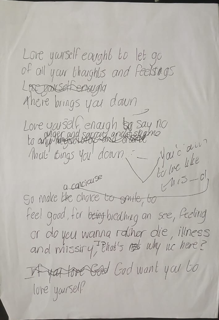 Original Life Is a Gift handwritten lyric notes page 2