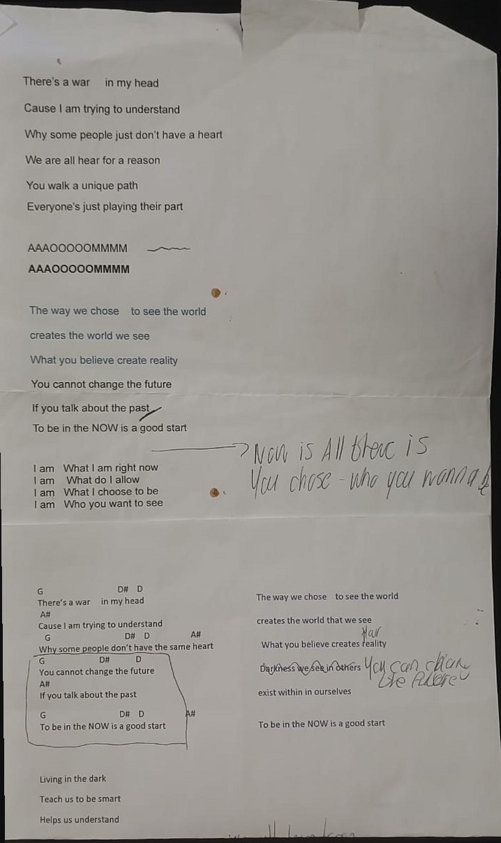 Original Now Is All There Is working lyric page